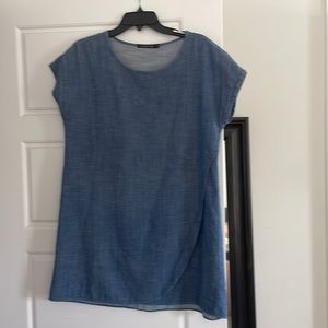 Curator SF denim faux wrap dress